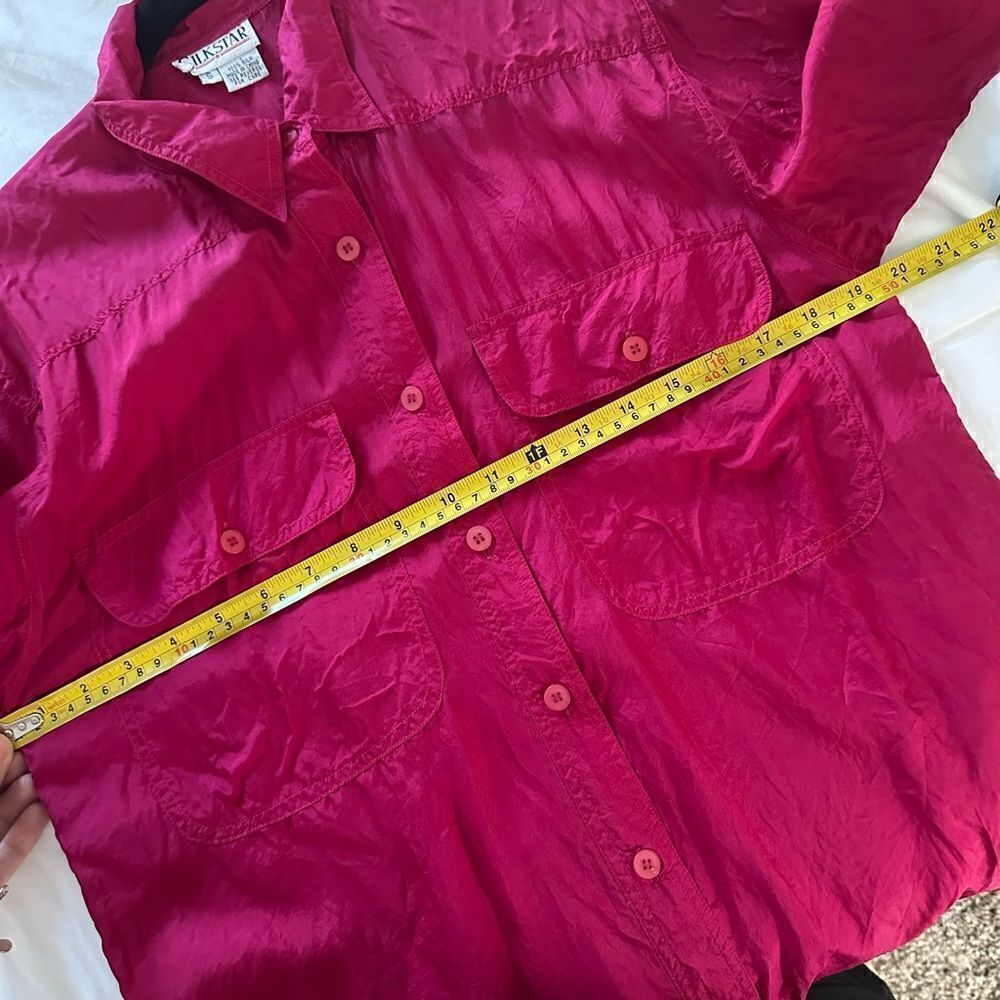 Women Vintage Hot Pink SilkStar  100% silk shirt - Picture 3 of 5